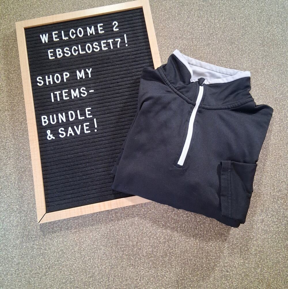 Abacus Golf Women's Pullover Shirt Top 1/4 Zip Long Sleeve Mock Black Size Large